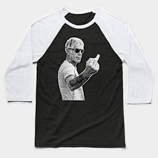 Anthony Bourdain middle finger pose Baseball T-Shirt